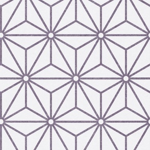 29 Geometric Stars- Japanese Hemp Leaves- Asanoha- Pastel Plum- Lavender- Purple on Off White Background- Petal Solids Coordinate- Large