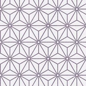 29 Geometric Stars- Japanese Hemp Leaves- Asanoha- Pastel Plum- Lavender- Purple on Off White Background- Petal Solids Coordinate- Medium