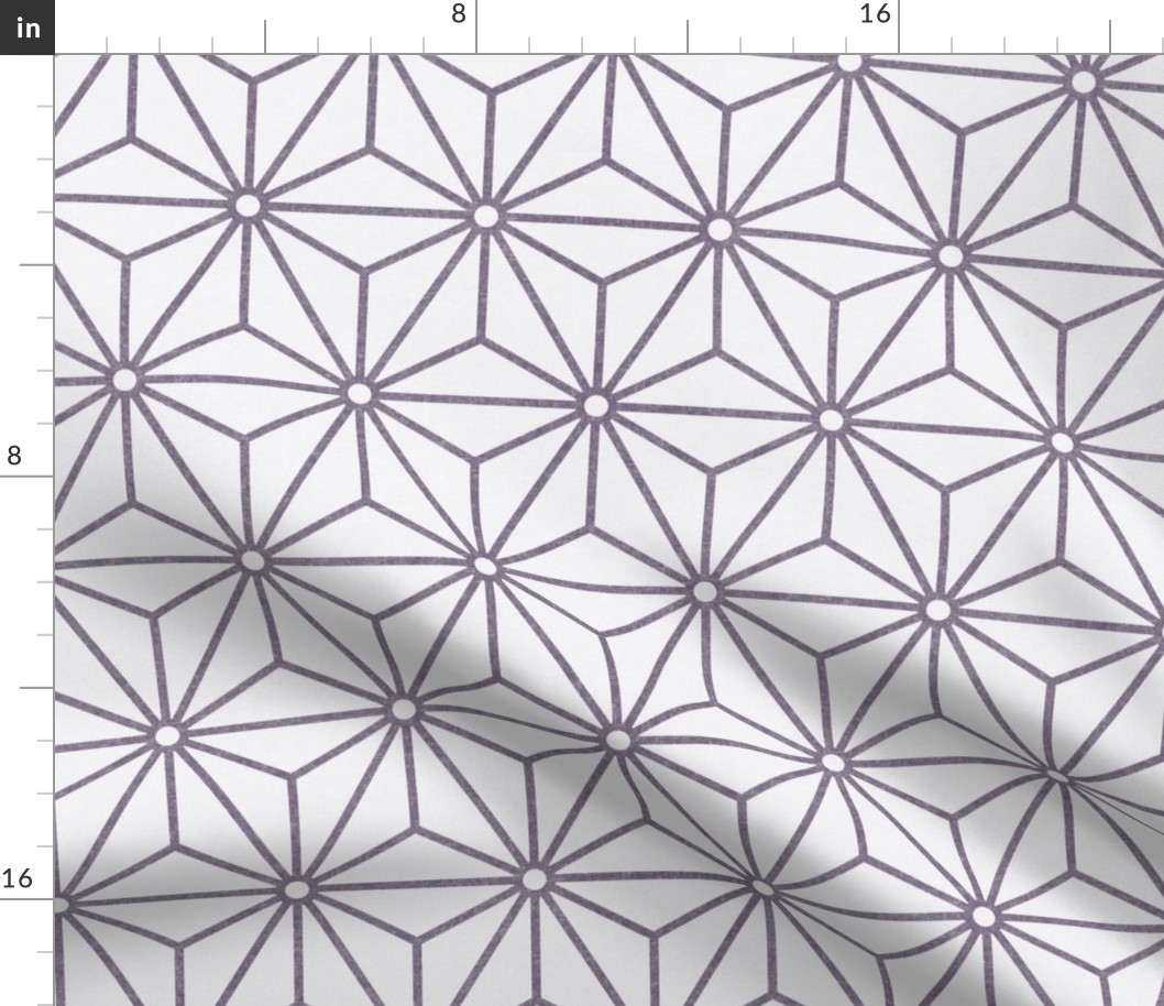 29 Geometric Stars- Japanese Hemp Leaves- Asanoha- Pastel Plum- Lavender- Purple on Off White Background- Petal Solids Coordinate- Medium