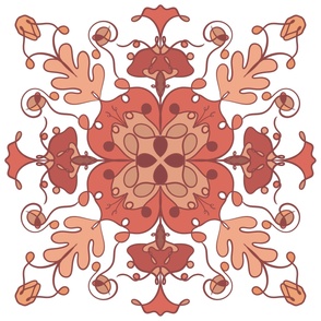 Pink Round Vintage Symmetrical Tapestry 