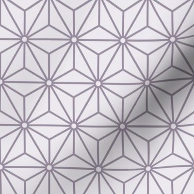 29 Geometric Stars- Japanese Hemp Leaves- Asanoha- Pastel Plum- Lavender- Purple on Off White Background- Petal Solids Coordinate- Small