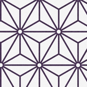 29 Geometric Stars- Japanese Hemp Leaves- Asanoha- Plum- Lavender- Purple on Off White Background- Petal Solids Coordinate- Extra Large