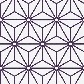 29 Geometric Stars- Japanese Hemp Leaves- Asanoha- Plum- Lavender- Purple on Off White Background- Petal Solids Coordinate- Large