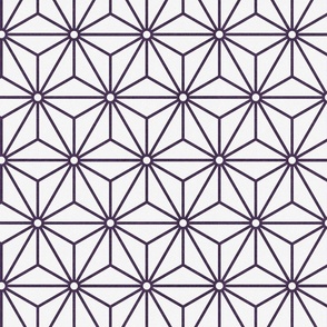 29 Geometric Stars- Japanese Hemp Leaves- Asanoha- Plum- Lavender- Purple on Off White Background- Petal Solids Coordinate- Medium