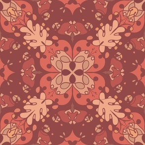 Dark Maroon Flowers Symmetric Patt