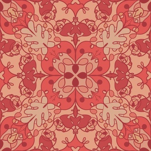Hot Pink Symmetrical Tapestry Pattern 