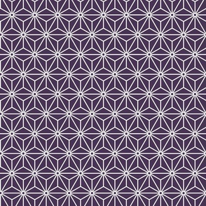 29 Geometric Stars- Japanese Hemp Leaves- Asanoha- White on Plum- Lavender- Purple Background- Petal Solids Coordinate- Small