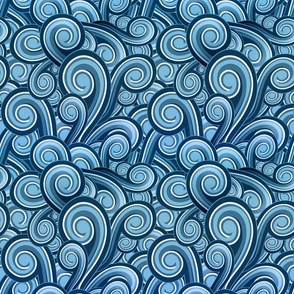 Swirling Bubbler in Ocean Blue