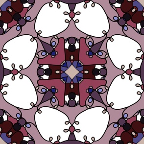 Purple White Flowers Pattern Symmetrical Tapestry 