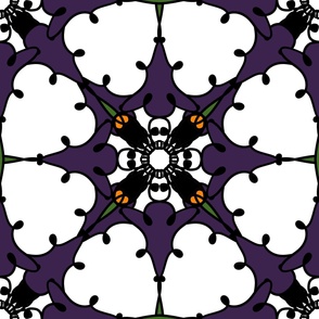 White Purple Skulls Symmetrical Pattern 