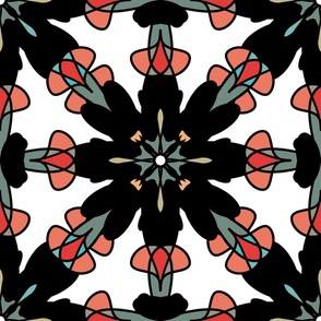 Black Orange Square Geometry Symmetrical Pattern 