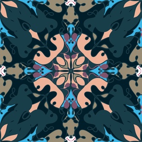 Dark Navy Pink Symmetrical Tapestry 