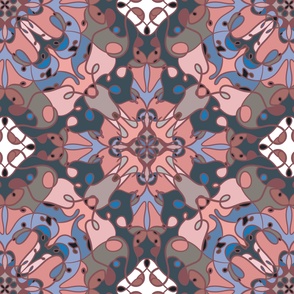 Pink Blue Symmetrical Tapestry  Circle 