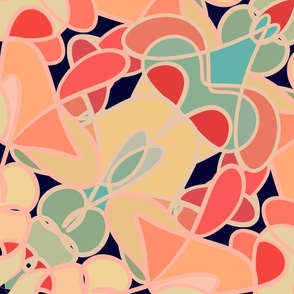 Pink and Peach Abstract Symmetrical Pattern 