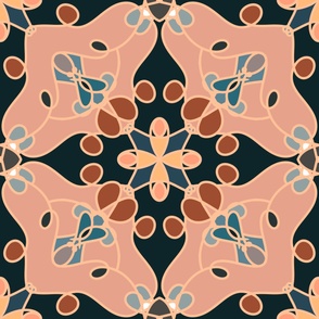 Circle Cross Pink Background Navy Blue Pattern 