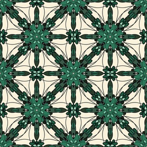 Green Beige Symmetrical Pattern 