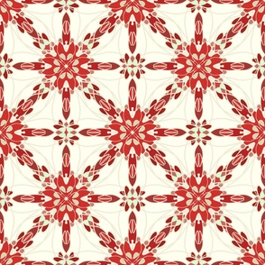 Red Beige Symmetrical Tapestry 