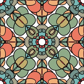 Retro Orange Green Symmetrical Pattern Tapestry Circles