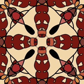 Red Tan Beige Squares Pattern Symmetric