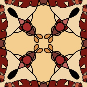 Yellow Red Squares Symmetrical Tapestry 