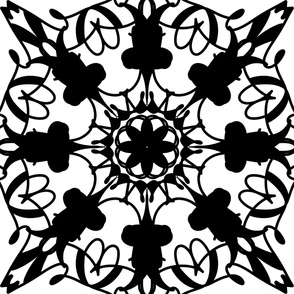 Black and White Symmetrical Tapestry 