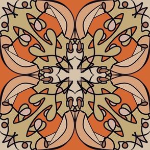 Green and Orange Tapestry Symmetrical