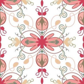 Red Pink Tapestry Symmetrical  
