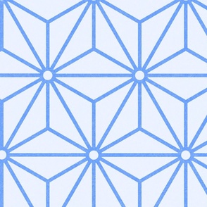 31 Geometric Stars- Japanese Hemp Leaves- Asanoha- Pastel Cobalt Blue on Off White Background- Petal Solids Coordinate- Extra Large