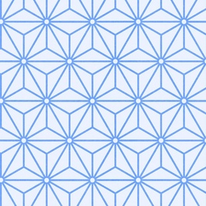 31 Geometric Stars- Japanese Hemp Leaves- Asanoha- Pastel Cobalt Blue on Off White Background- Petal Solids Coordinate- Medium
