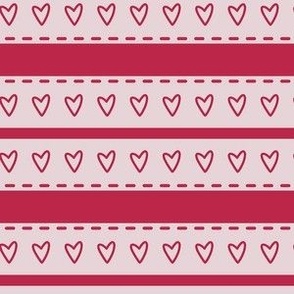 Lovely Heart Stitched Ribbon Stripes, Viva Magenta