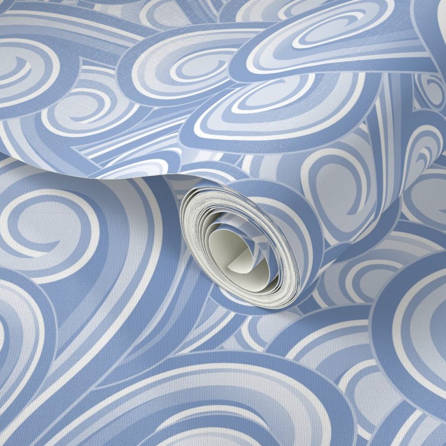 Swirling Bubbler in Wedgewood Blue - Wallpaper | Spoonflower