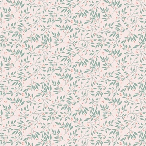 Spring vines light blush pink background-  small scale