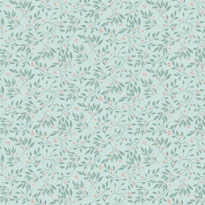 Spring vines light teal background- small scale