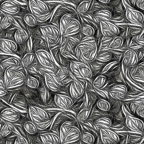 Charcoal Foliage in Black, White, and Charcoal