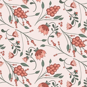 Berry vines blush pink background medium scale