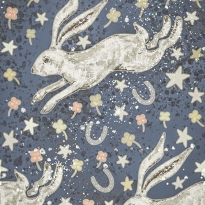 Sweet Dreams, Lucky Bunny - Stardust 12 inch x 18 inch repeat scale