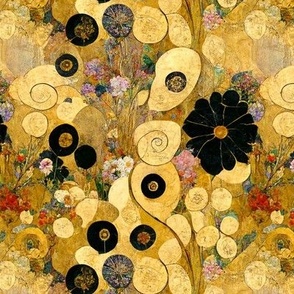 Circles Swirls and Flowers Klimtesque