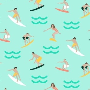 Surfing people on sea