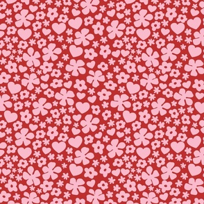 HEART AND FLORALS VALENTINES DAY RED AND PINK