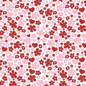 HEART AND FLORALS VALENTINES DAY WHITE PINK RED
