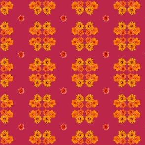 Yellow Magenta Pansy Florals Small Print