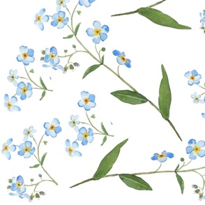 blue forget me not watercolor pattern 2023
