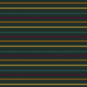 Soft horizontal stripes in green, burgundy, orange and yellow
