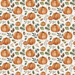 Boho Leaves and Pumpkins on Textured Cream 6 inch