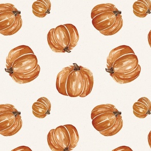 Watercolor Pumpkins on Textured Cream 12 inch