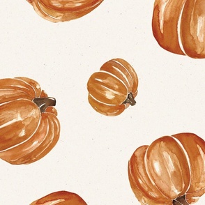 Watercolor Pumpkins on Textured Cream 24 inch