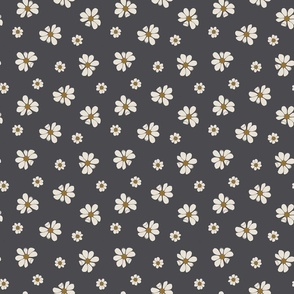 Vintage Daisies on Muted Black 6 inch