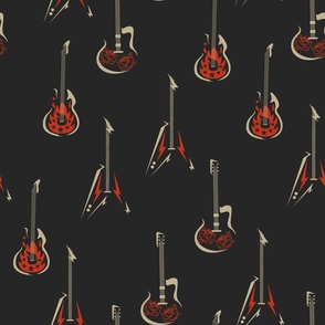 Rock and Roll Guitars on Black Background