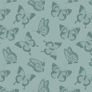 Aqua Blue Tonal Butterflies 12 inch