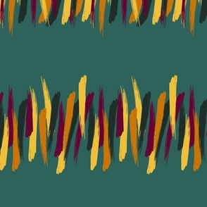 Orange, yellow, burgundy and dark green brush strokes - Medium scale